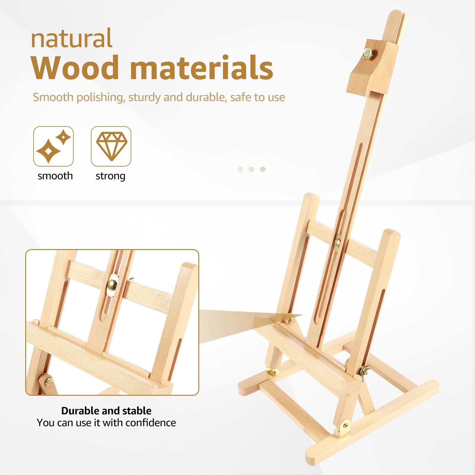 Foldable Desktop Art Easel - Portable Adjustable Wooden Easel for Painting