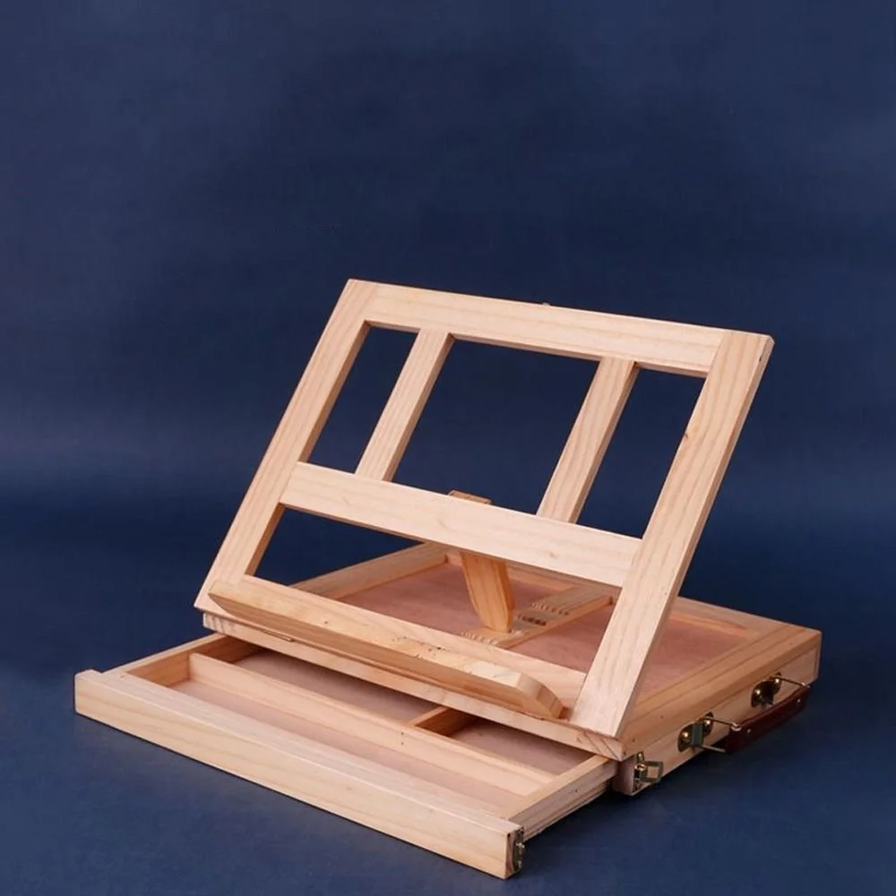 Adjustable Beech Wood Table Easel - Portable Art Easel with Drawer