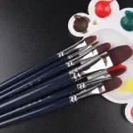 6-Piece Professional Wooden Paint Brush Set - Ideal for Watercolor & Acrylic