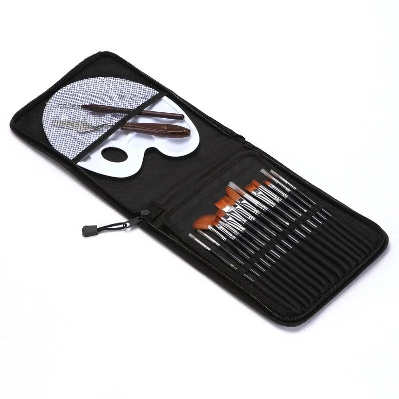 15pcs Paint Brush Set with Palette & Knife