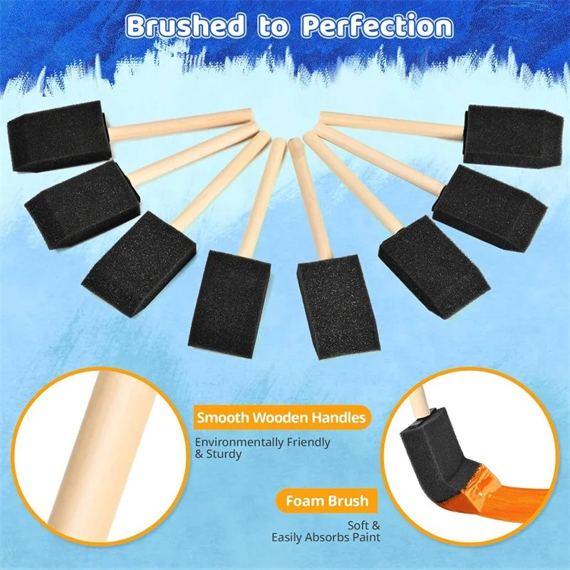 8-Pack 1.6 Inch Foam Paint Brushes for Craft, Staining & DIY Painting Projects