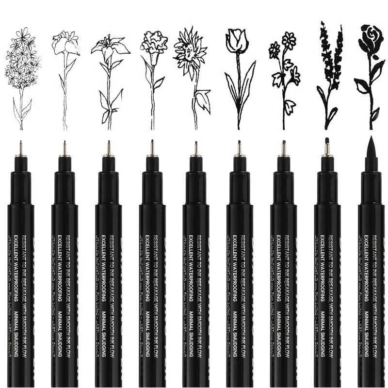 9-Piece Waterproof Fineliner Art Pen Set for Sketching, Manga & Technical Drawing