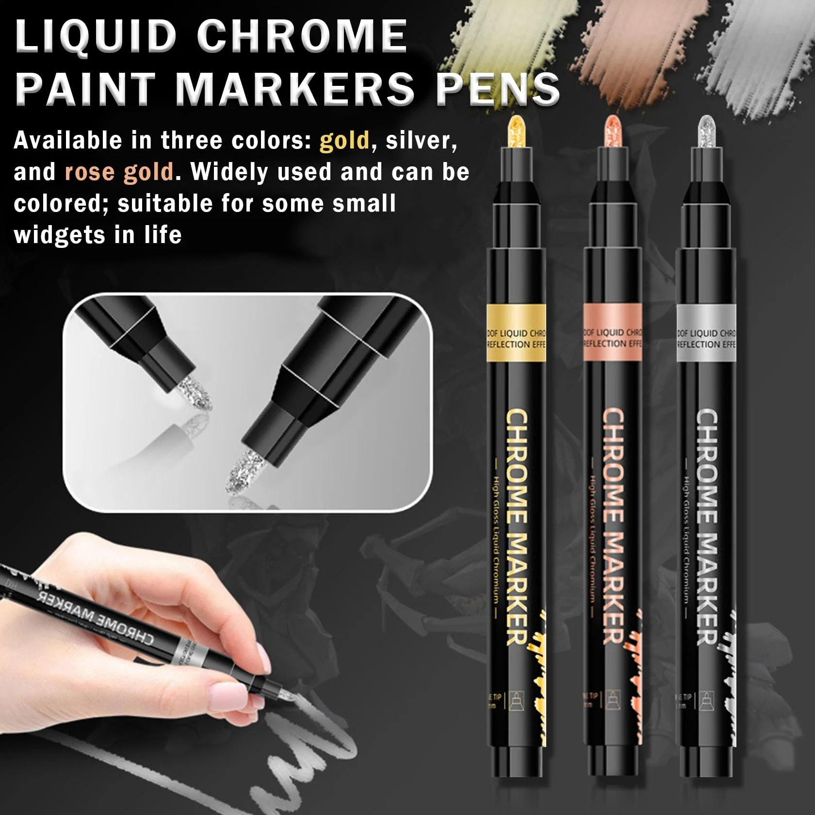 3PCS Liquid Chrome Paint Markers Set