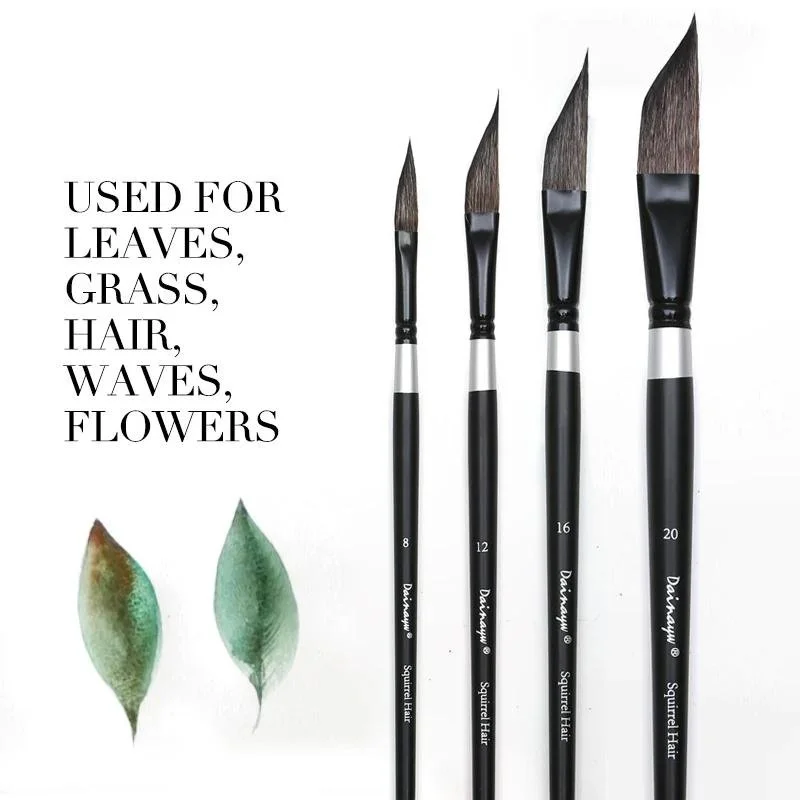 Professional Squirrel Hair Dagger Watercolor Brush for Fine Detail & Textures