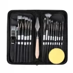 19-Piece Multihead Art Supplies Set - Wooden Nylon Hair Paint Brushes