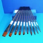 10-Piece Nylon Hair Wooden Handle Paint Brush Set for Artists