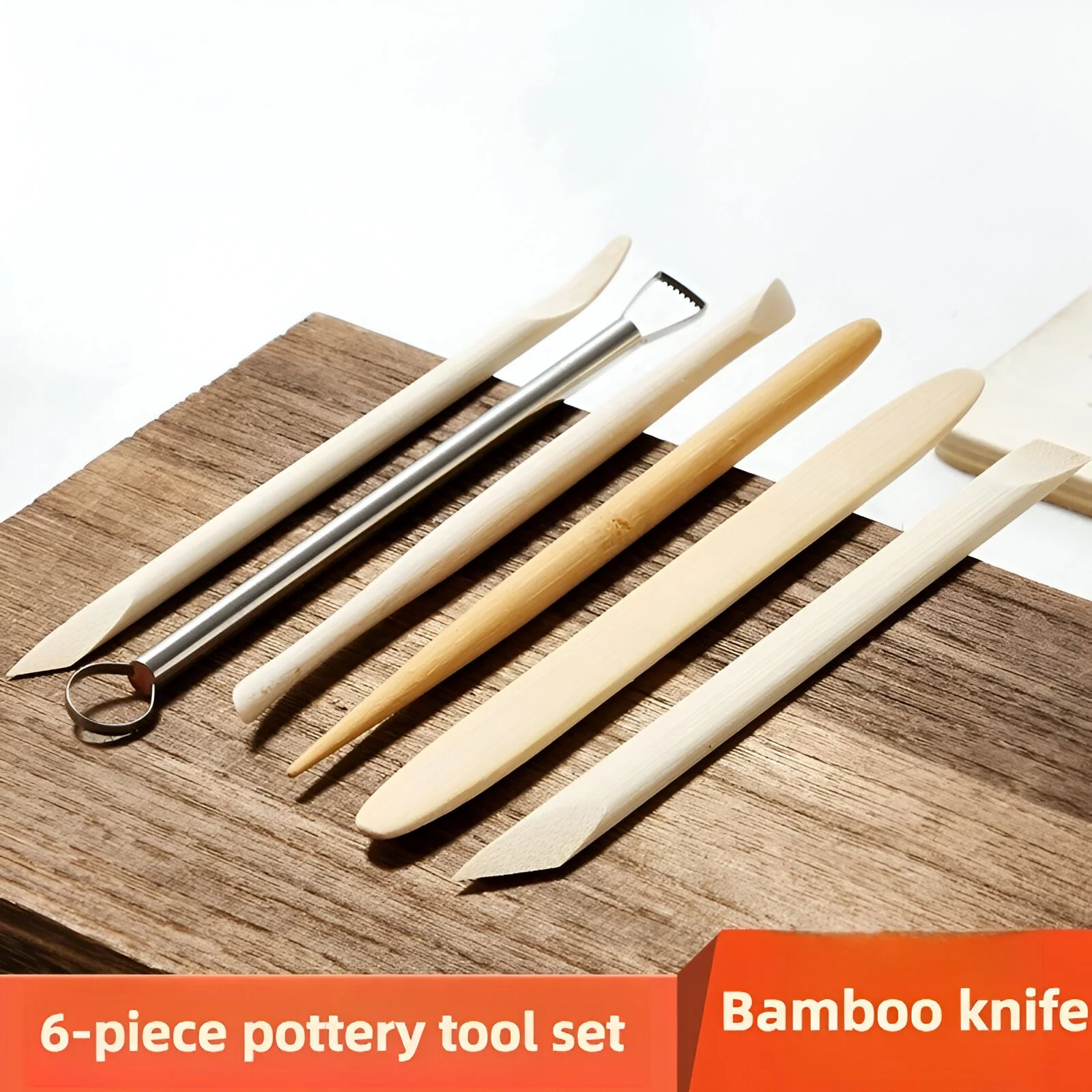 6-Piece Bamboo Pottery Clay Tools Set - Perfect for Sculpting and Carving