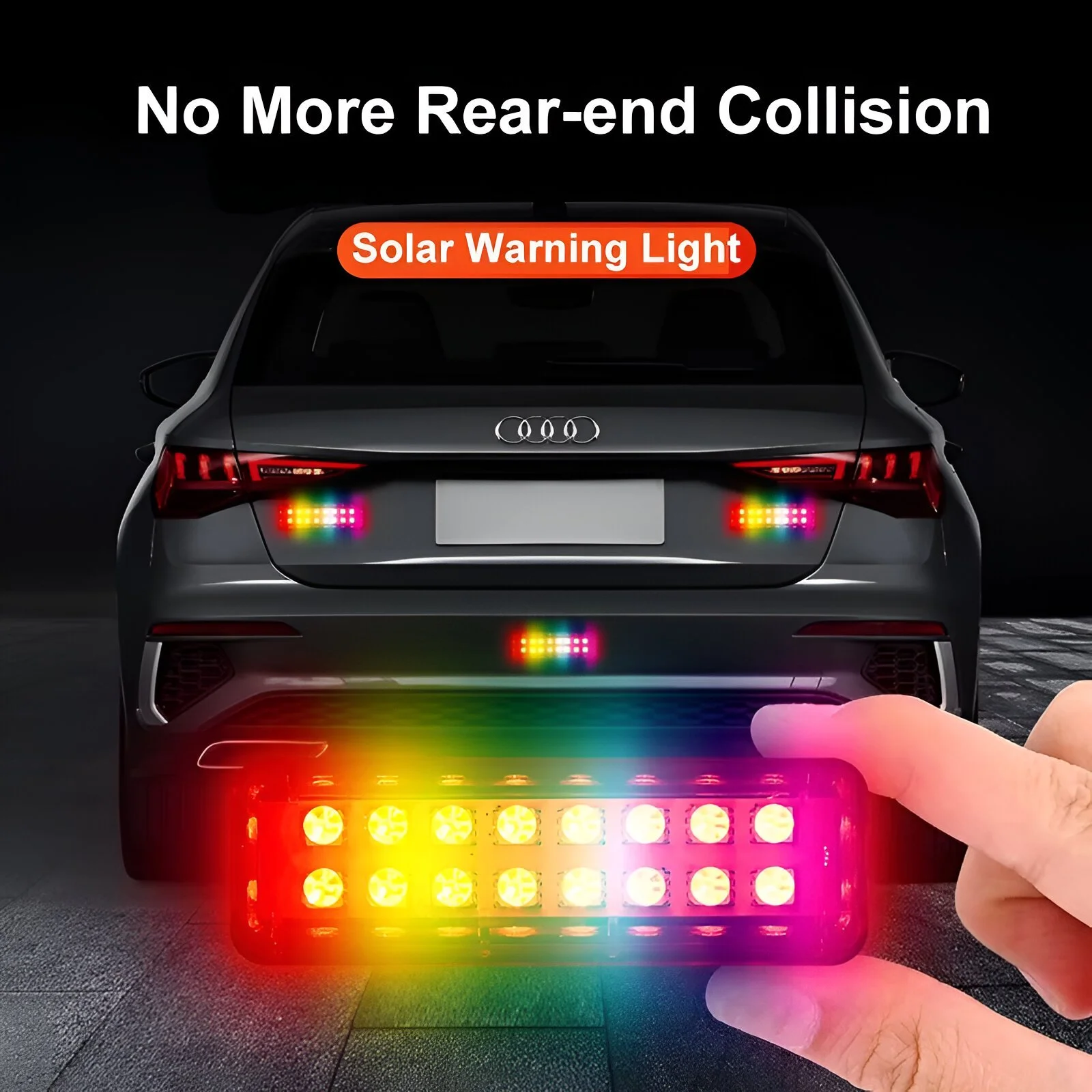 16 LED Solar-Powered Warning Strobe Light for Motorcycle, Bike & Car