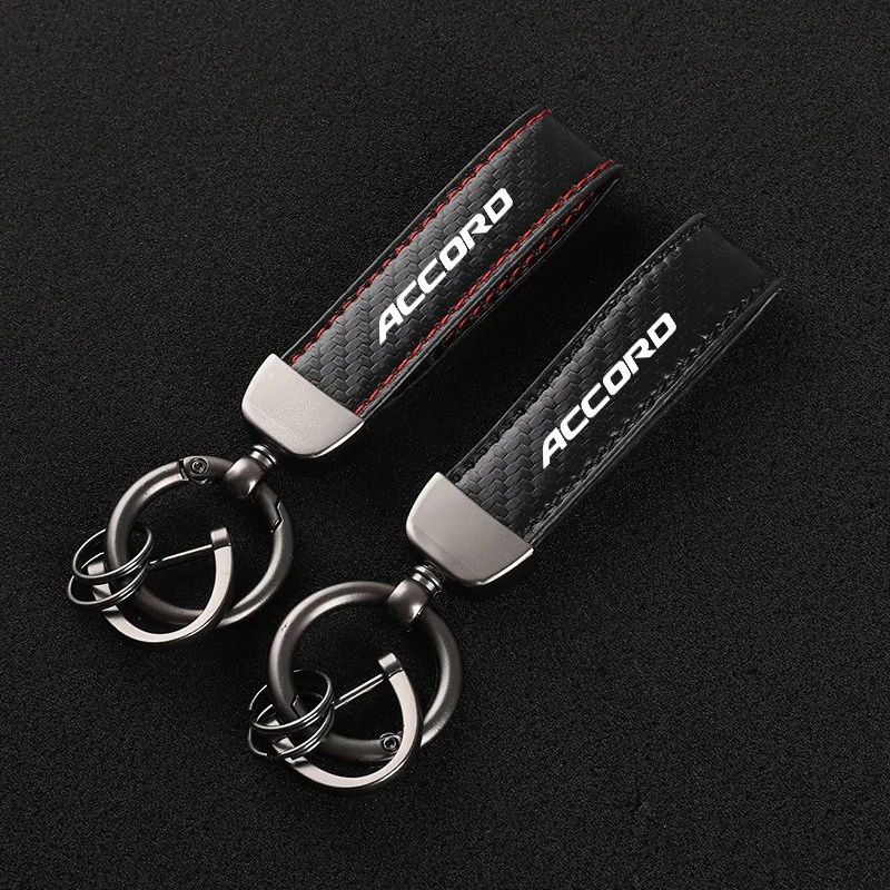 Leather Carbon Fiber Car Keychain Honda