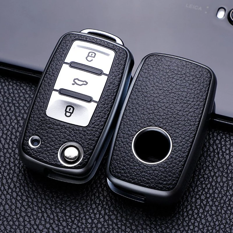 Luxury Leather TPU Key Case for Volkswagen