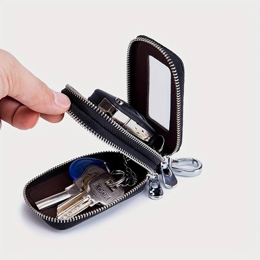 Luxury Cowhide PU Leather Double-Layer Key Case for Mercedes