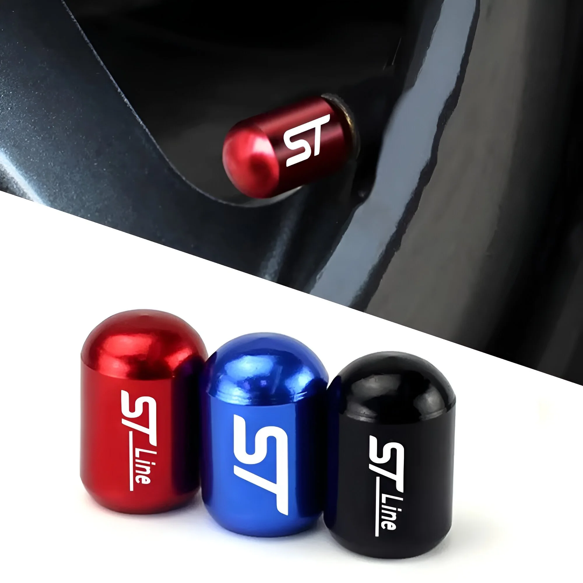 .4PCS Car Tire Valve Stem Caps for Ford Focus, Fusion, and Explorer