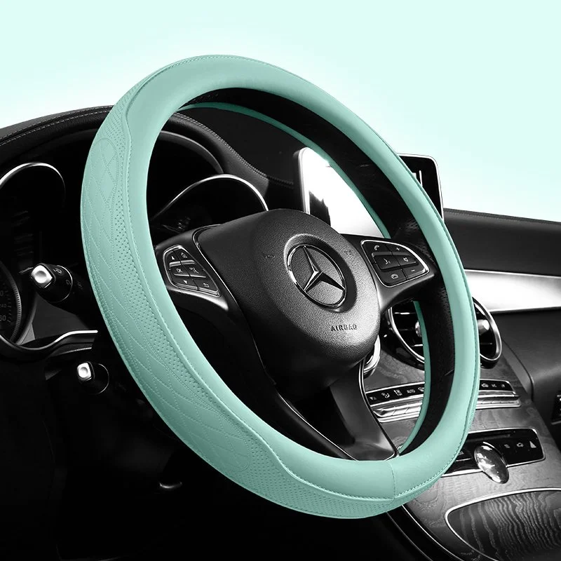 Luxury Leather Steering Wheel Cover for Mercedes - Universal 15-inch Grip