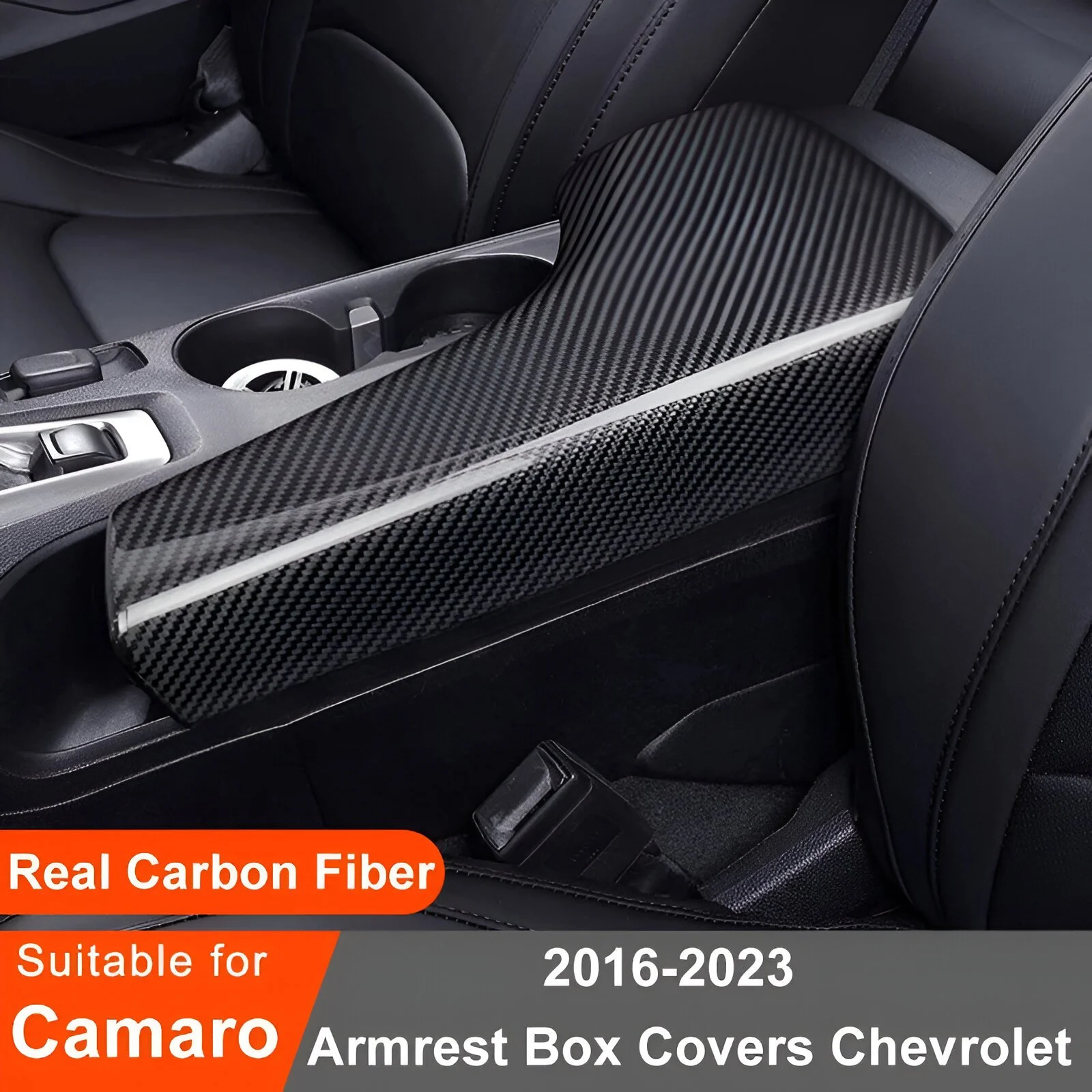 Real Carbon Fiber Armrest Cover for Chevrolet Camaro