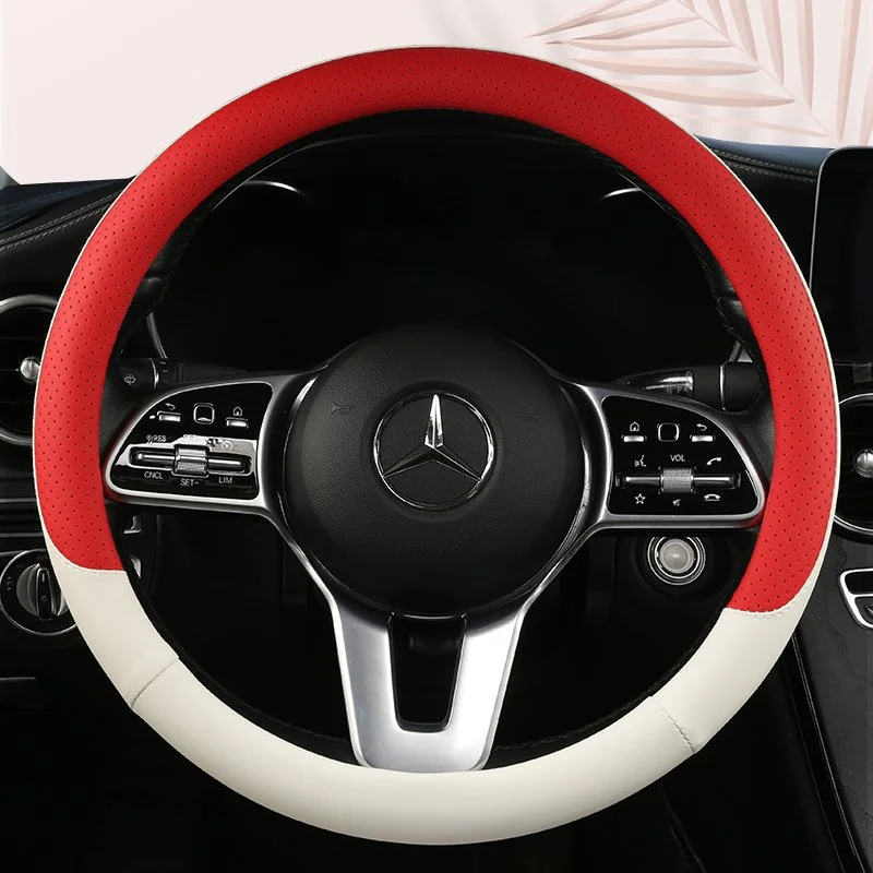 Anti-Slip Leather Steering Wheel Cover for Mercedes