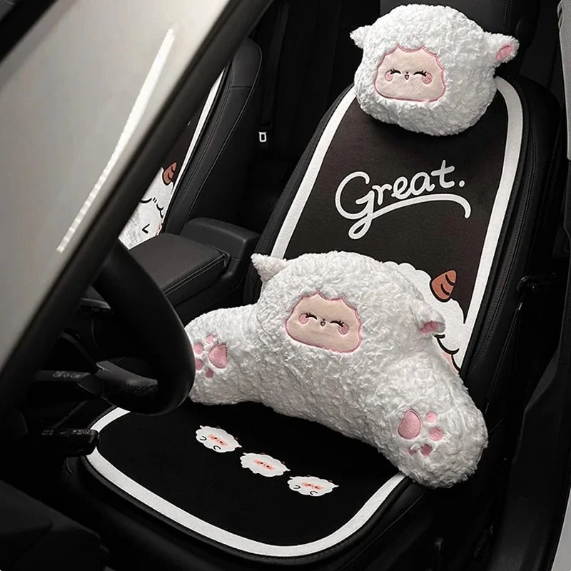 Cartoon Car Headrest & Lumbar Support Pillow for Toyota, Honda, Ford