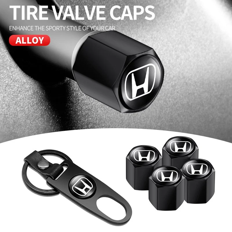 Car Tire Valve Caps with Keychain for Honda