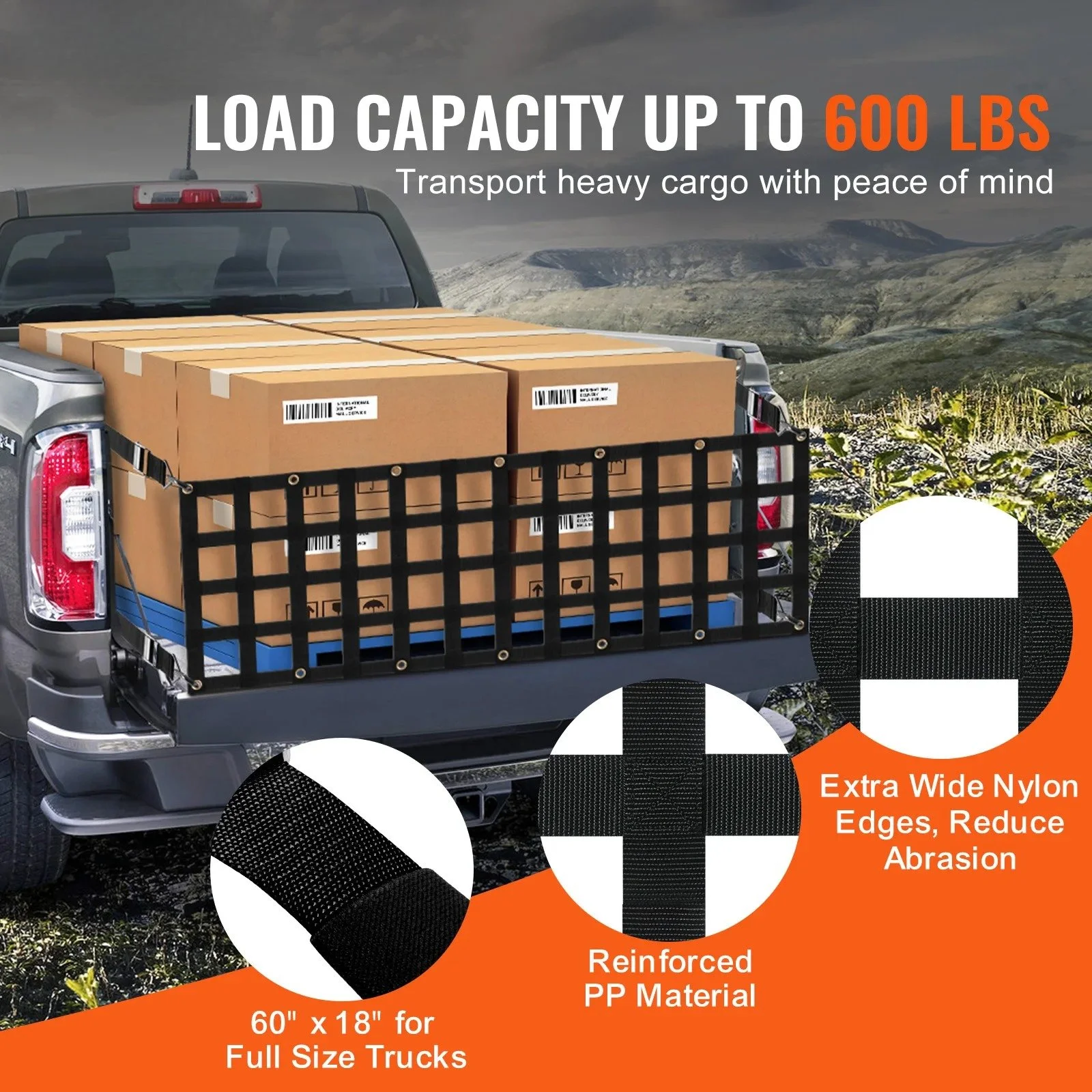Tailgate Net Cargo Organizer for Ford, Chevy, Jeep