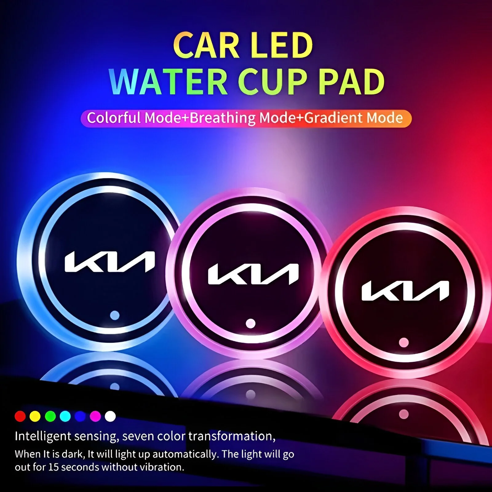 2pcs LED Luminous Car Coasters for KIA