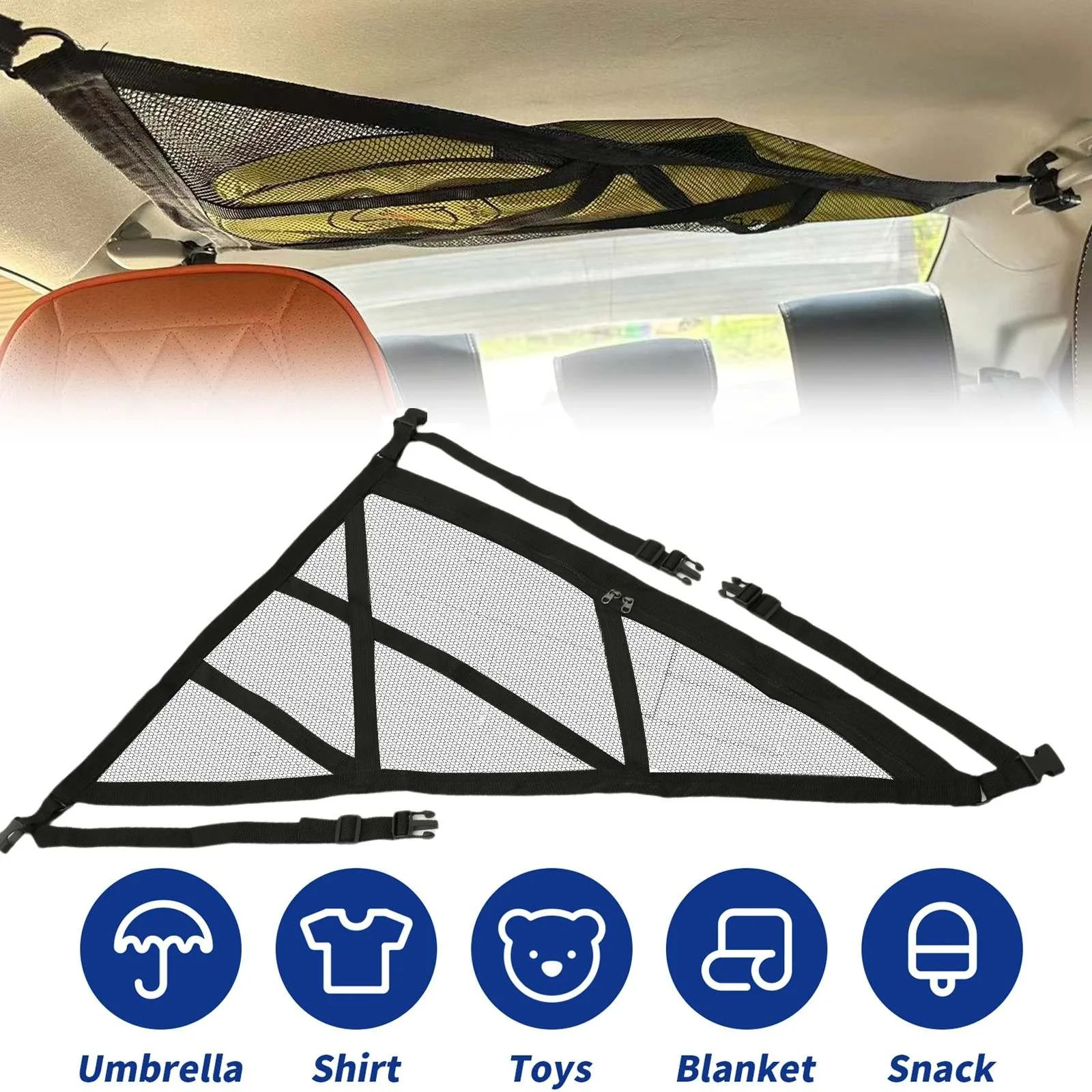 Triangular Car Ceiling Cargo Net for Toyota, Ford, and Honda SUVs