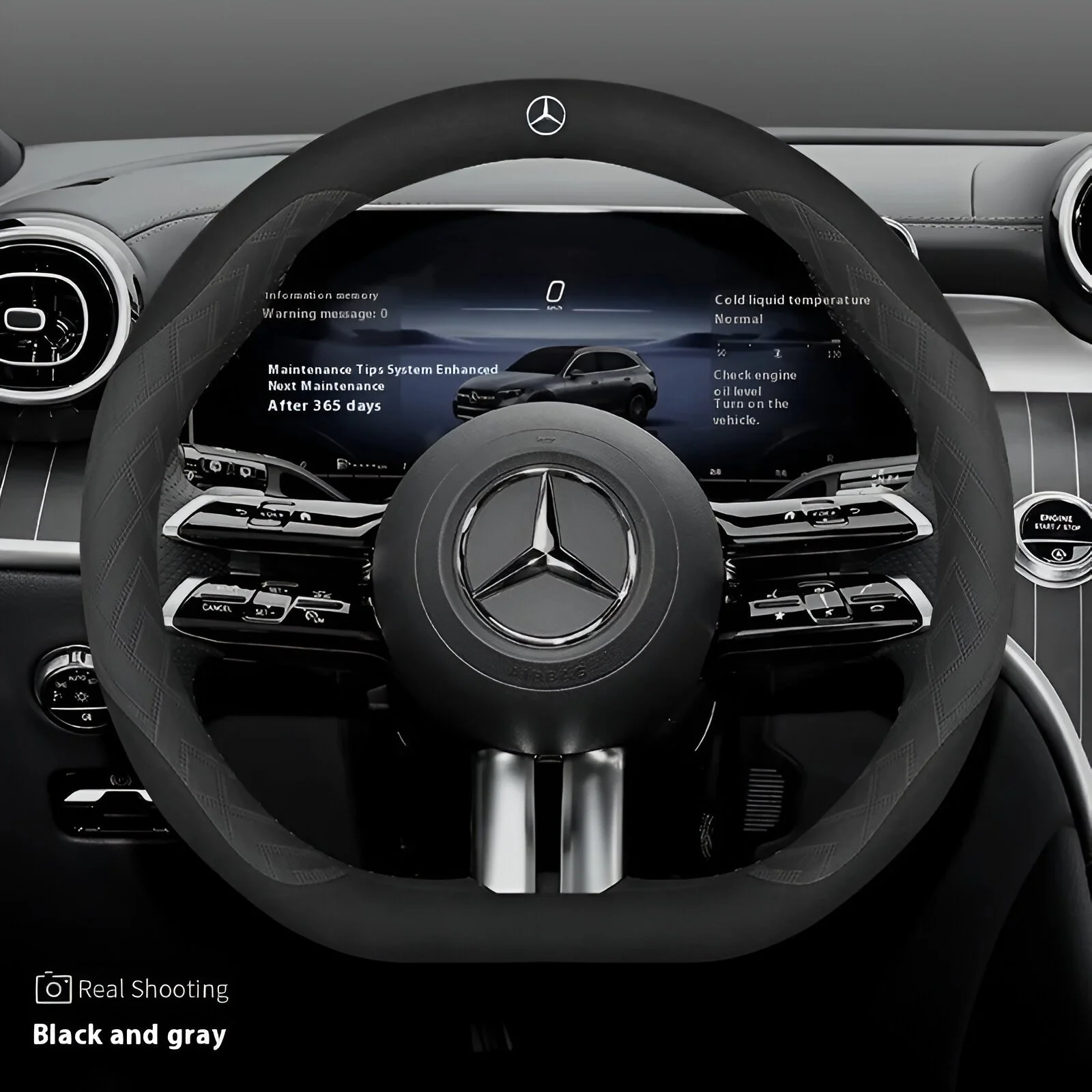 Premium Anti-Slip Suede Steering Wheel Cover for Mercedes-Benz C, E, GLC