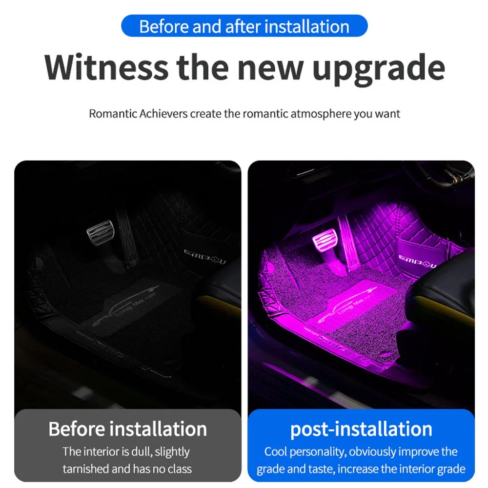 LED Car Interior Ambient Foot Strip Light Kit for BMW, Audi, Mercedes