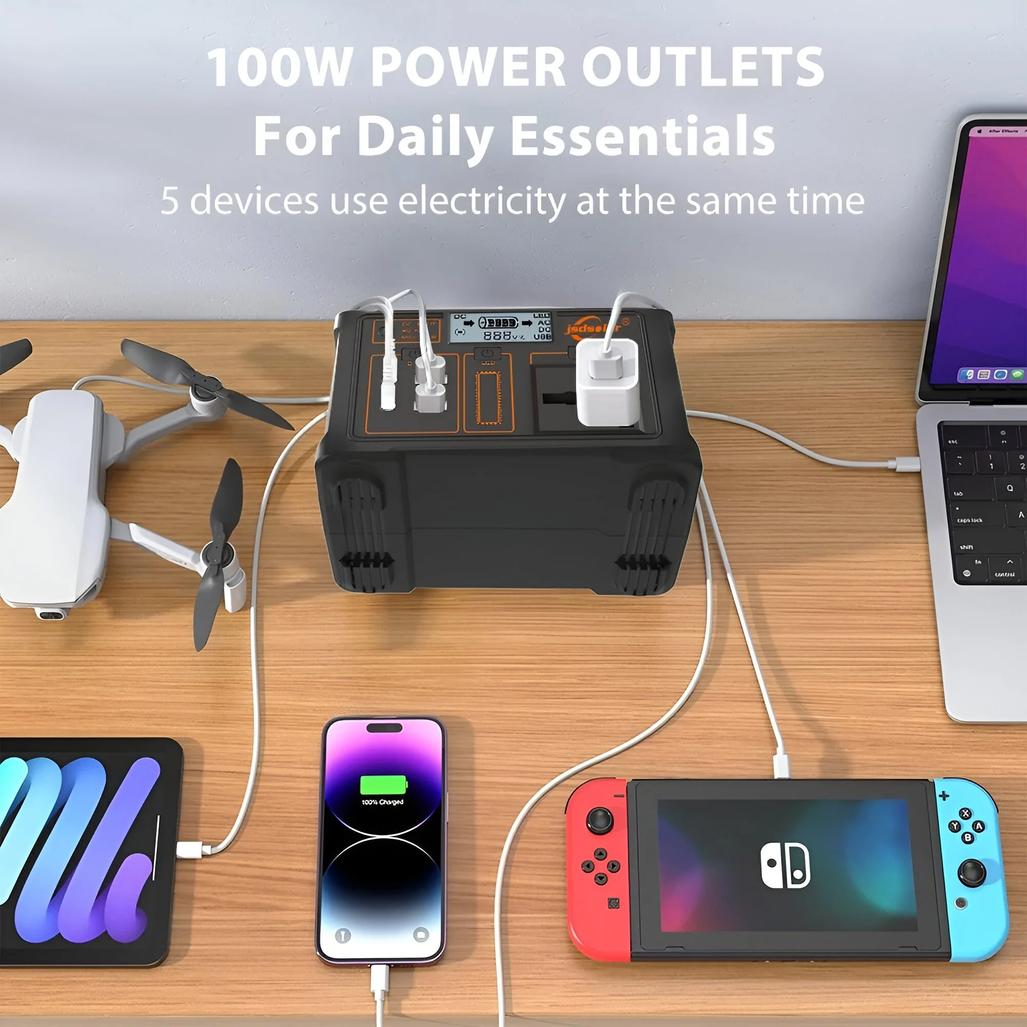 100W 24000mAh Portable Power Station for Tesla, Ford, Toyota
