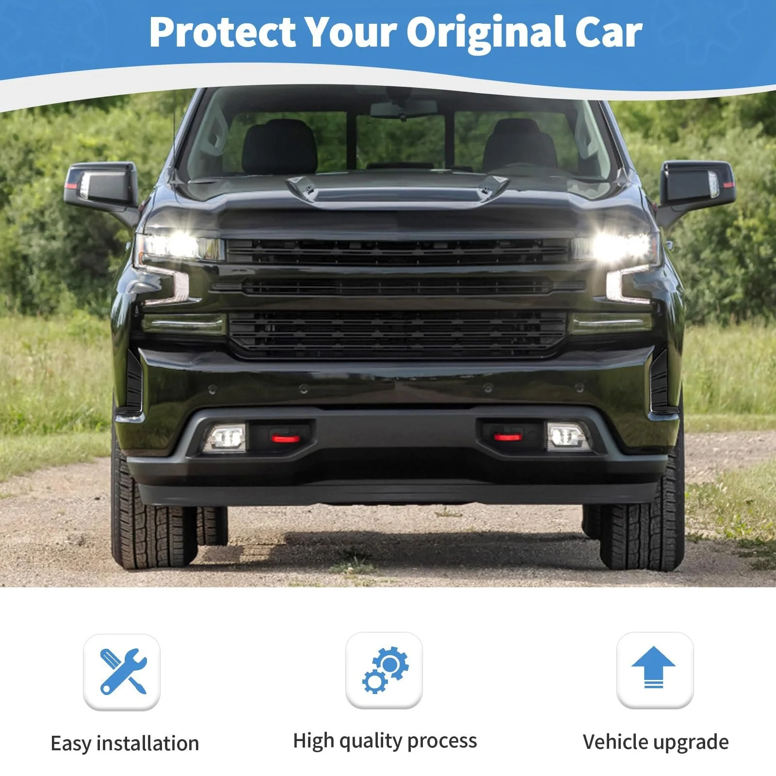 Front Grill Bumper Side Decoration Cover for Chevrolet Silverado 2020-2024