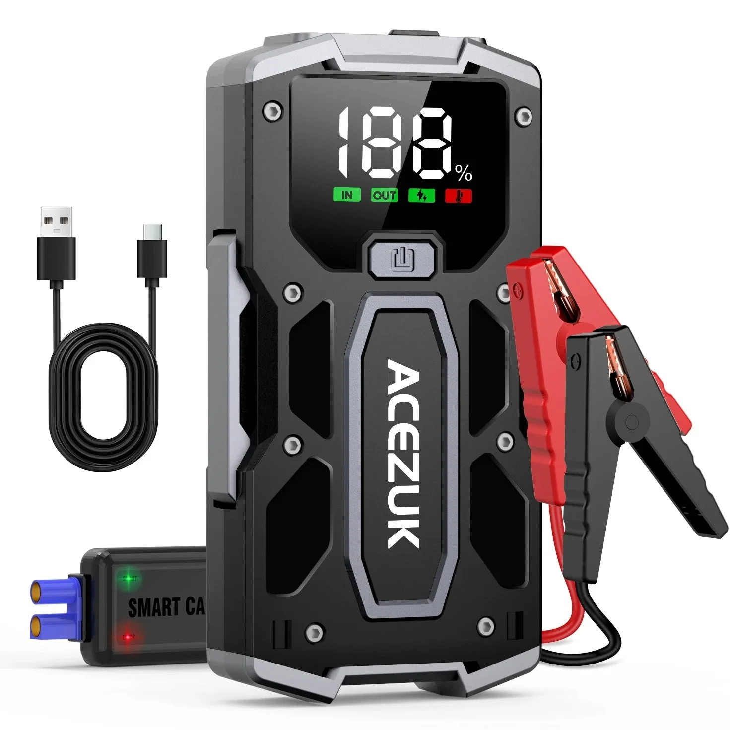 12800mAh 3000A Car Jump Starter & Power Bank for Ford, Toyota, BMW