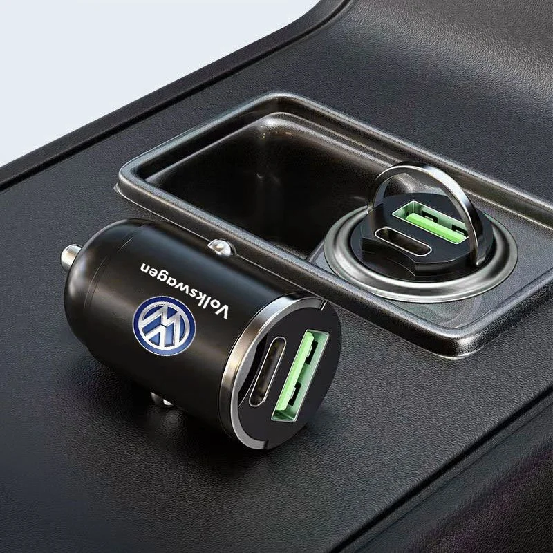Fast Car Charger USB Type C Dual Port Adapter for Volkswagen Golf, Polo, Tiguan