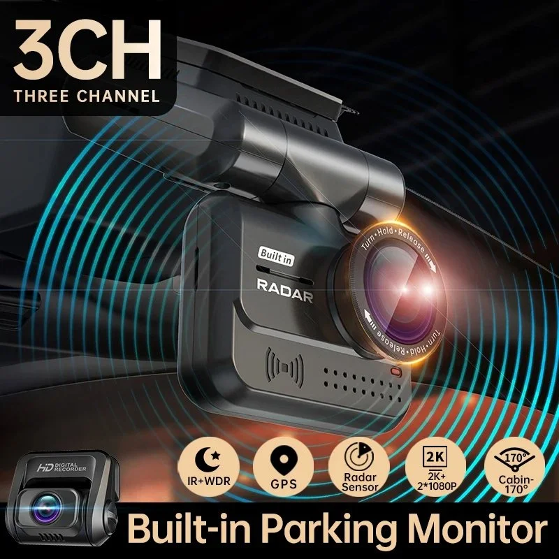360° 3-Channel Dash Cam for Toyota, Ford, Honda