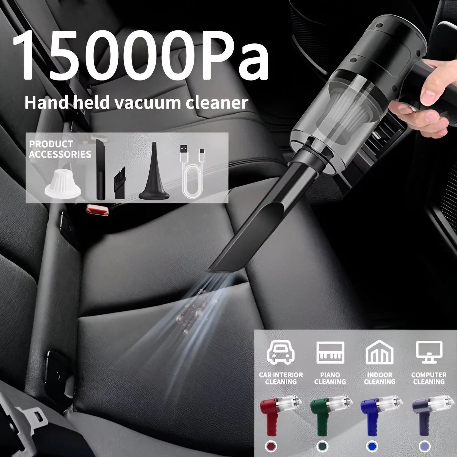 15000PA Cordless Handheld Car Vacuum Cleaner for Subaru, Jeep, Lexus