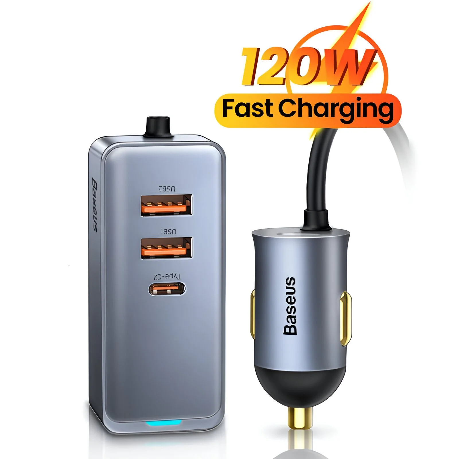 Baseus 120W USB Type C Car Charger for BMW, Audi, Mercedes