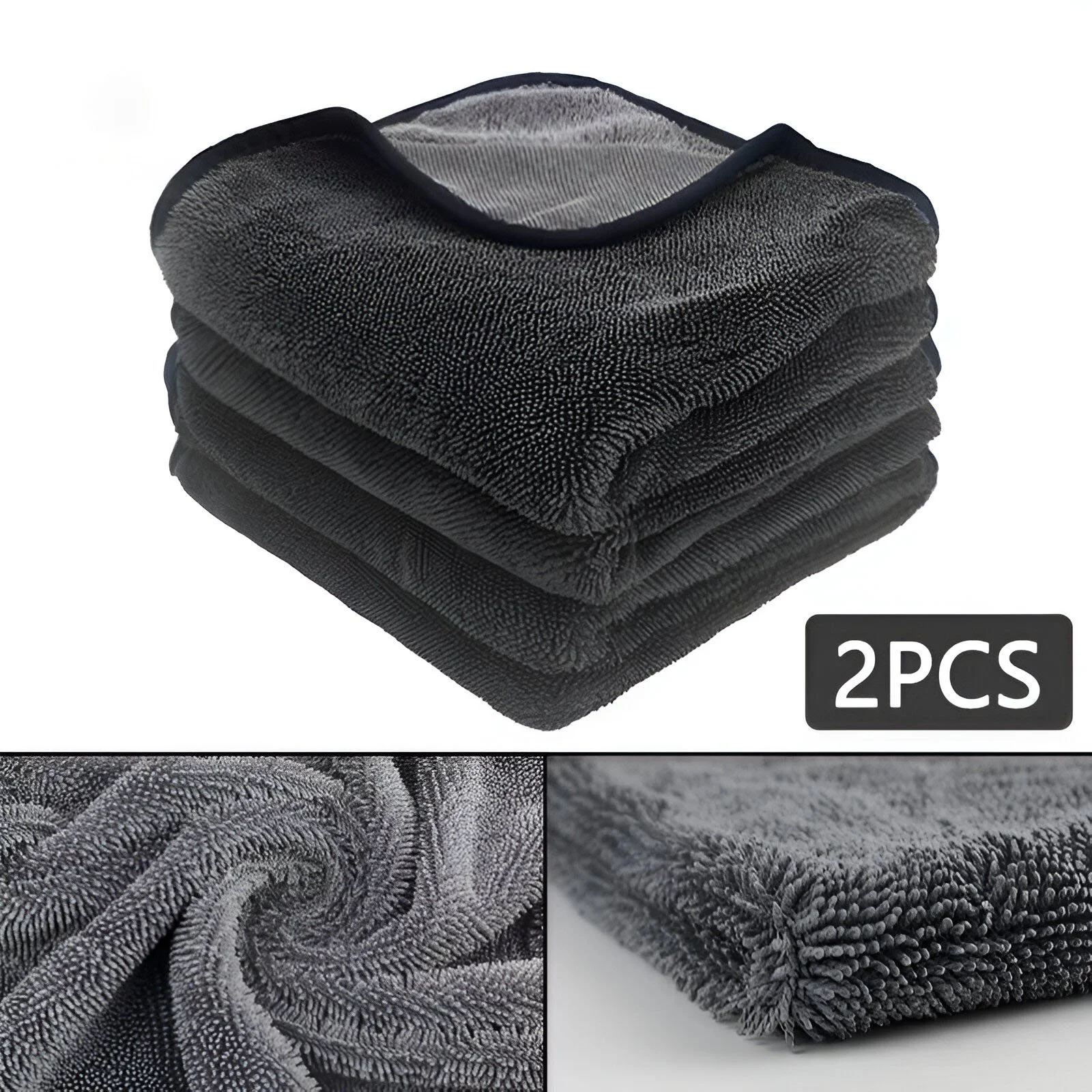 2Pcs 16"x24" Double-Sided Microfiber Car Drying Towels - Ultra Absorbent