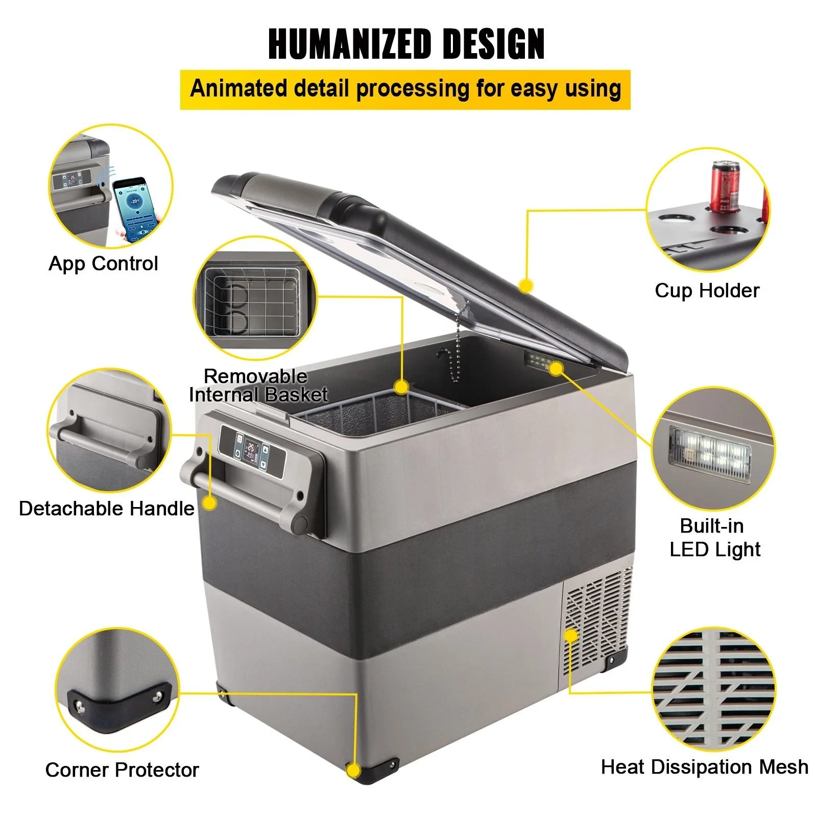 Portable Car Refrigerator Mini Fridge Freezer 12/24V DC 110-240V for Camping & Travel