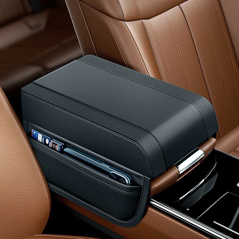 Universal Car Armrest Cushion with Memory Foam & Storage Pocket