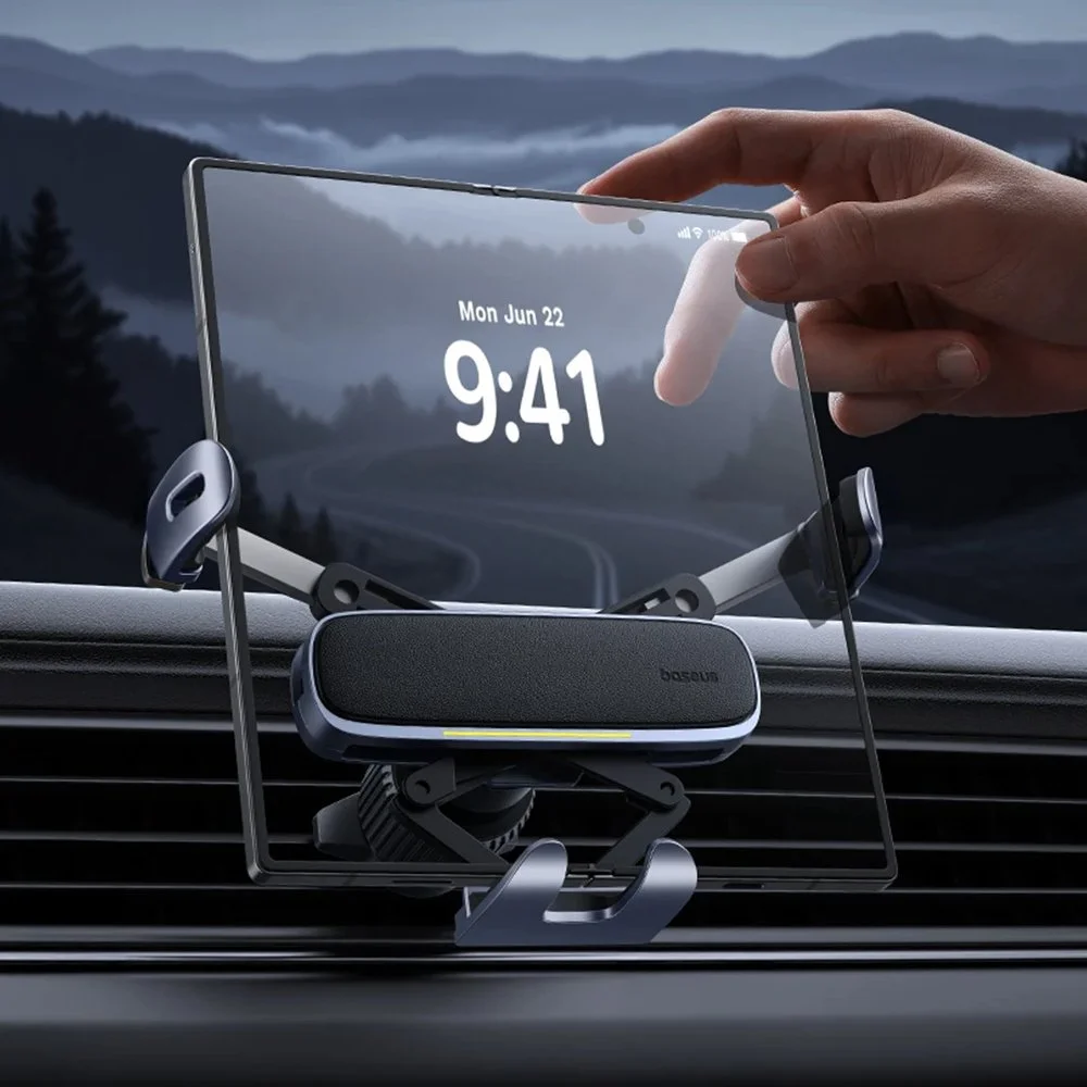 Universal Car Mount for Foldable Phones & Tablets – Alloy Clamp, Air Vent Fit