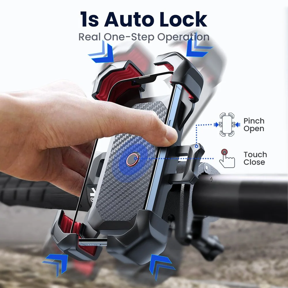 360° Bike Phone Holder with Auto-Lock Clamp for 4.7–7 Inch Smartphones