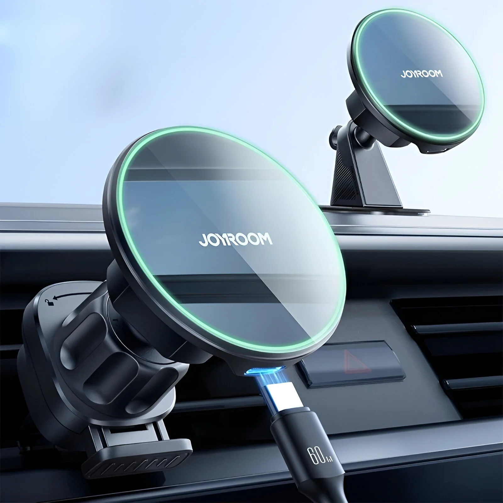 Qi2 15W Magnetic Wireless Car Charger Mount for iPhone (Vent & Dashboard)
