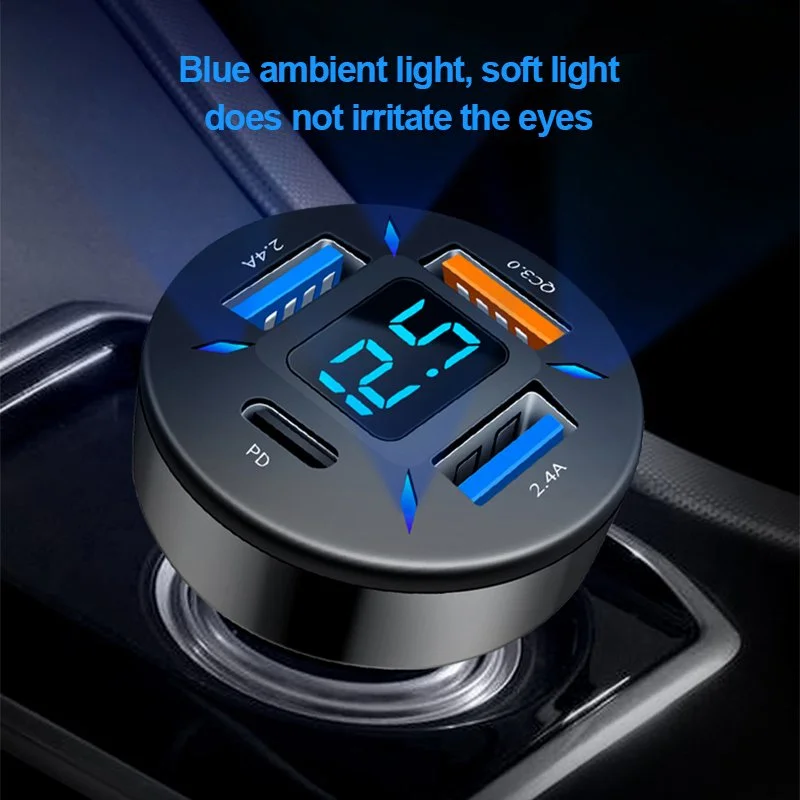 66W 4-Port USB Car Charger with USB-C & QC3.0 Fast Charging