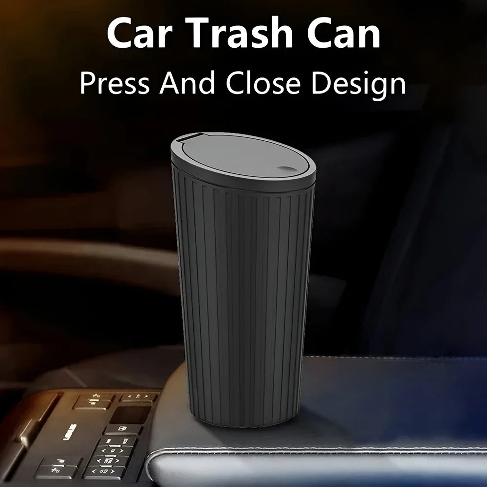 Compact Car Trash Can with Lid – Auto Interior Garbage Organizer Bin
