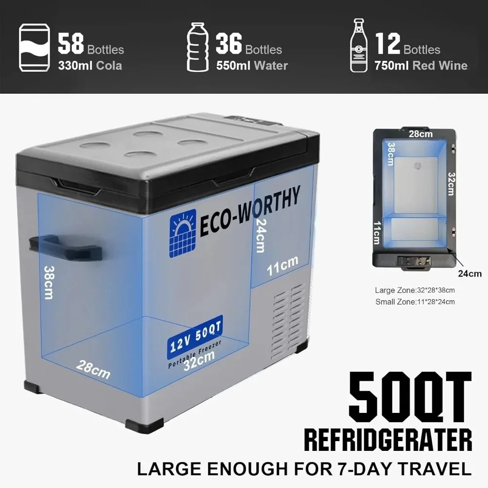 Portable 50 Quart Car Refrigerator Freezer
