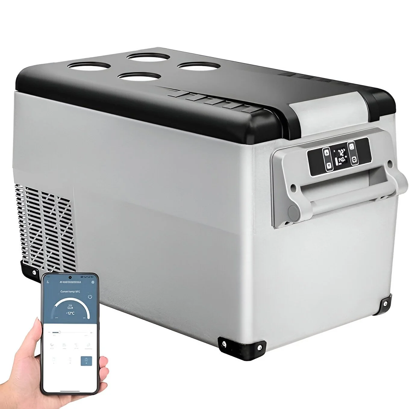 12V 48 Quart Portable Car Refrigerator Freezer with APP Control & Detachable Basket