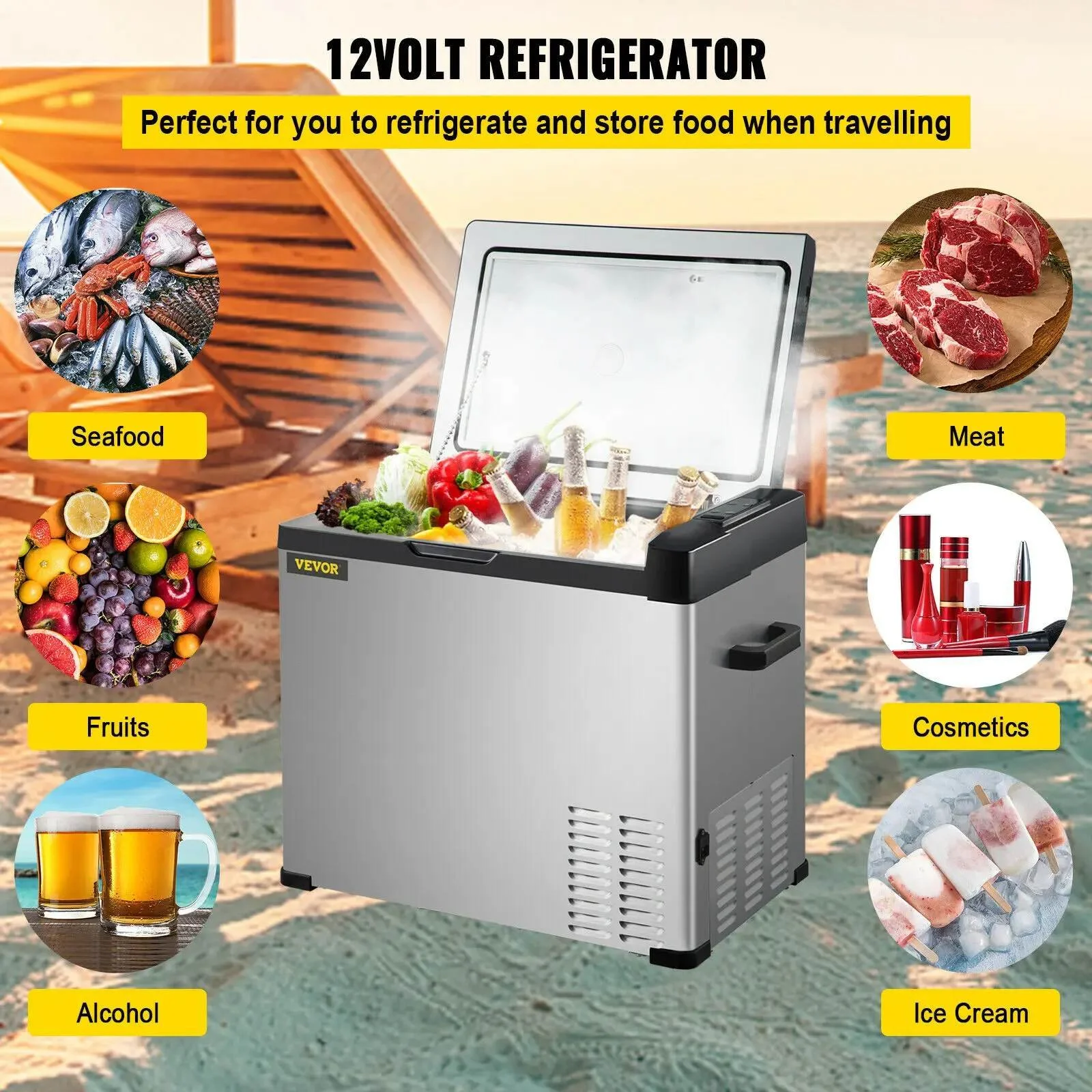Portable 30L-50L Mini Car Refrigerator Freezer for Camping & Travel
