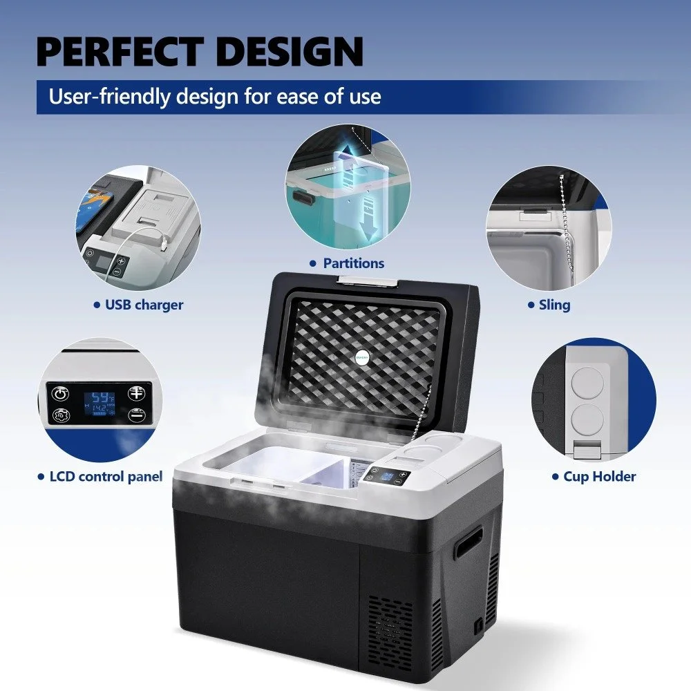 32Qt 12V Portable Car Refrigerator Freezer Cooler for Camping & RV Use