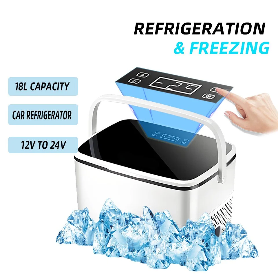 18L Portable Car Refrigerator 12V/24V Fast Cooling Mini Fridge for Travel & SUV