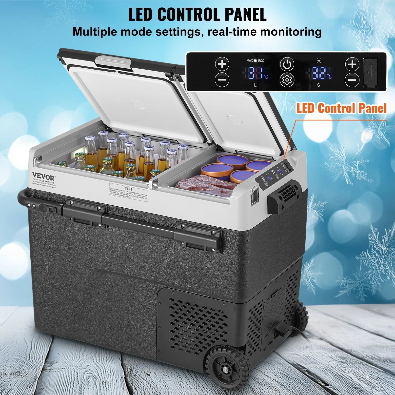 Portable 50L Dual Zone Car Refrigerator & Freezer