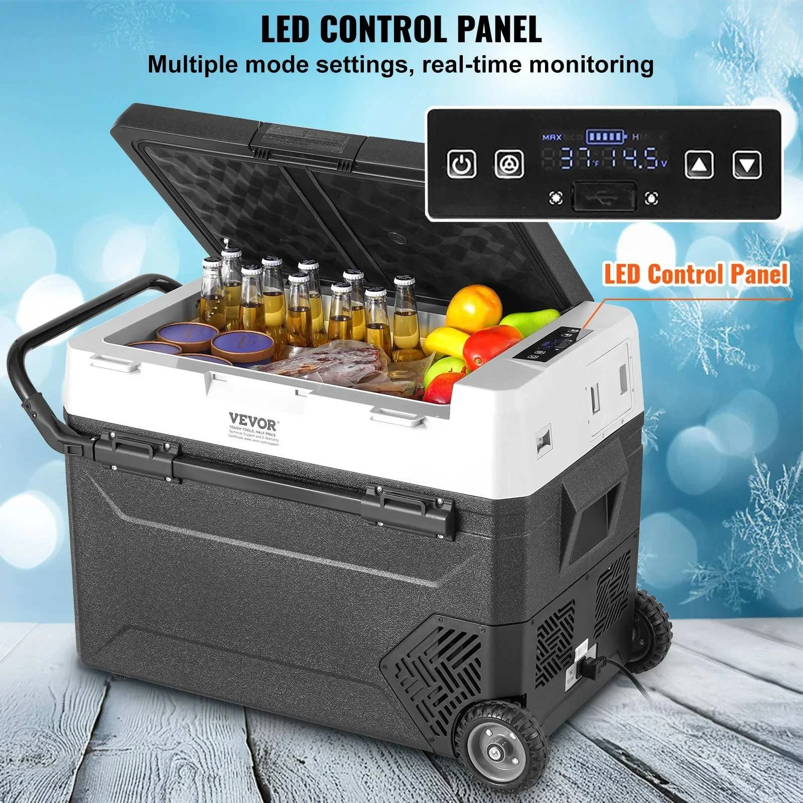 60 Qt Portable Car Refrigerator Freezer with Adjustable