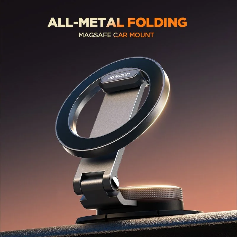 Magnetic Foldable Car Phone Mount with 360° Rotation & Strong MagSafe Grip