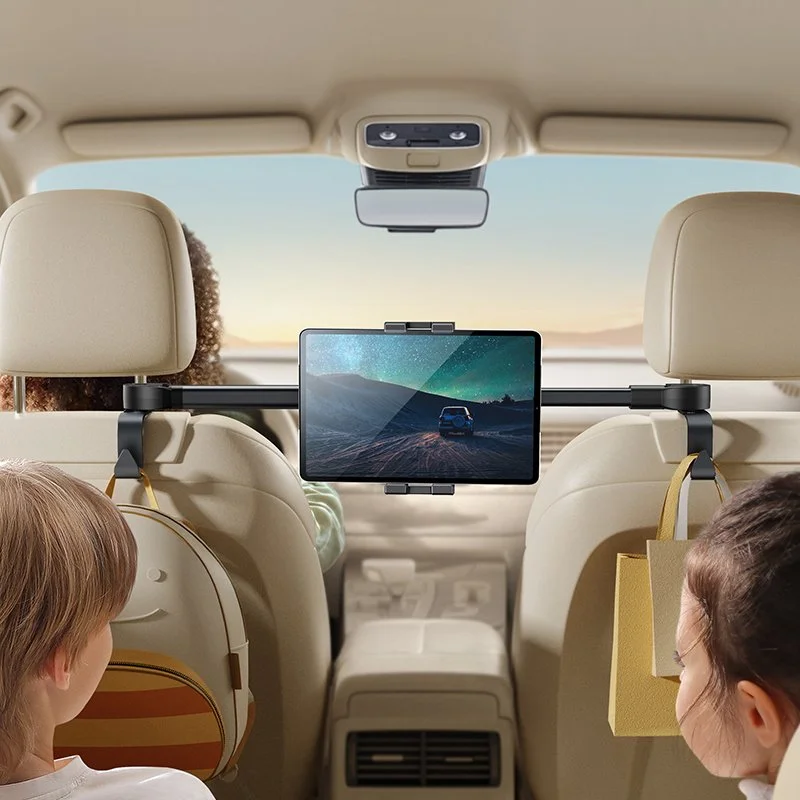 Car Headrest Tablet Holder with Extension Arm and Hooks for 4.7"-12.9" Devices